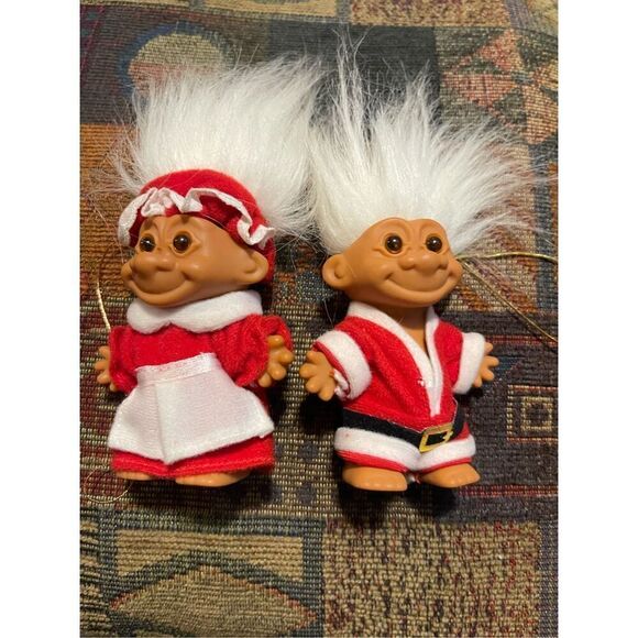 Lot of 4 Mrs. Santa Claus Caroler Reindeer Christmas Ornaments Troll Dolls - Picture 15 of 16